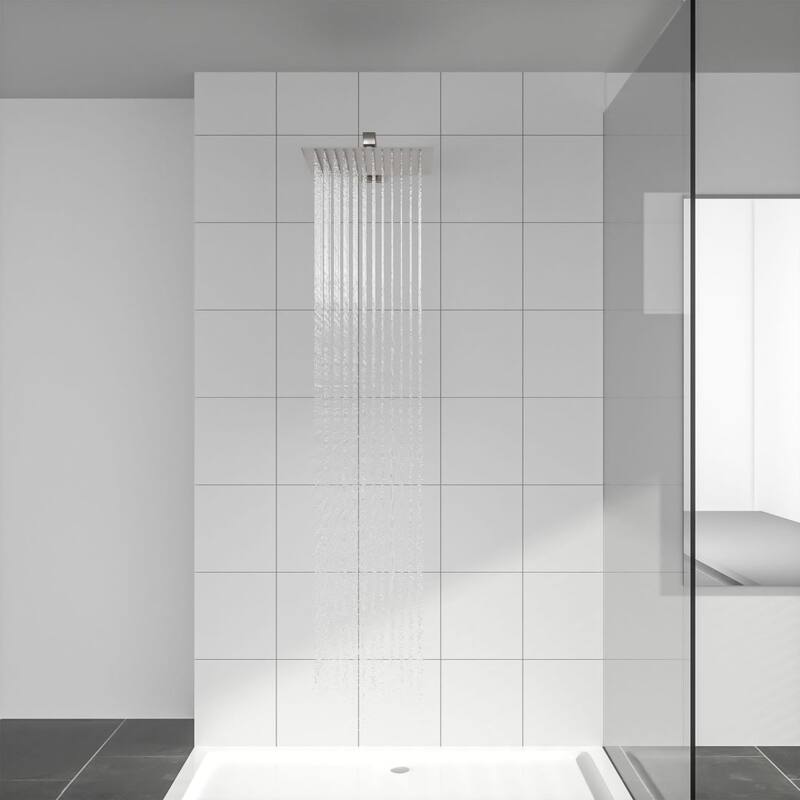 8/10/12/16 Inch Adjustable Rainfall Shower Head Wall-mounted Solid Square Ultra Thin 304 Stainless Steel