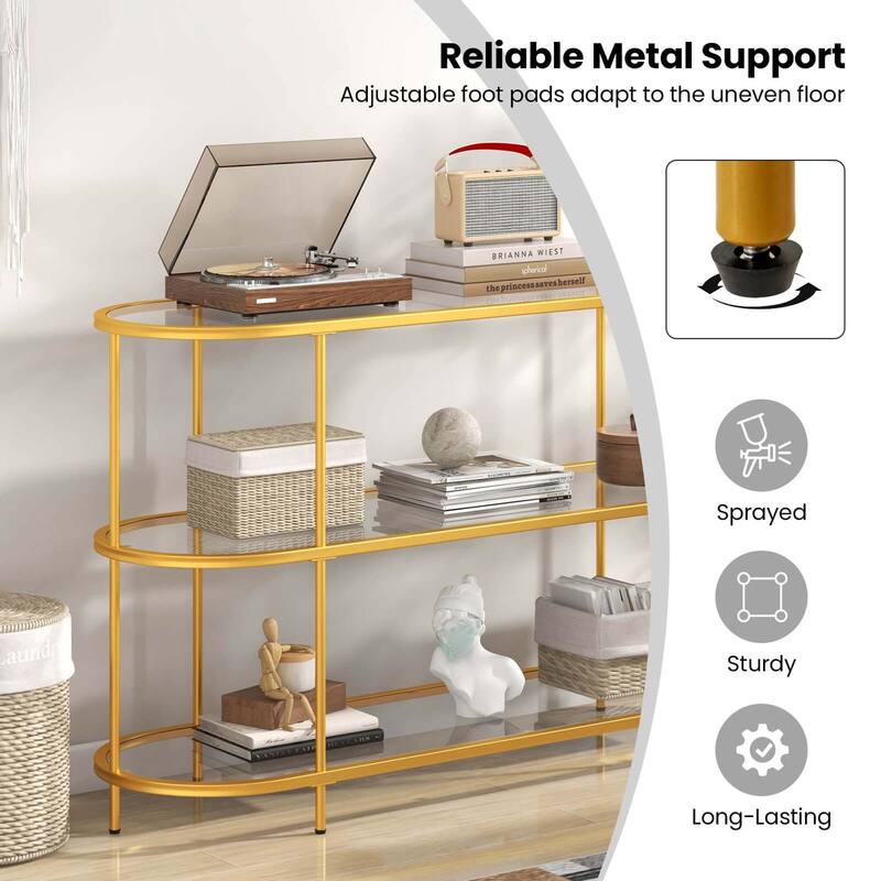 Costway 3-Tier TV Stand for TVs up to 65" with Tempered Glass Shelves - See Details