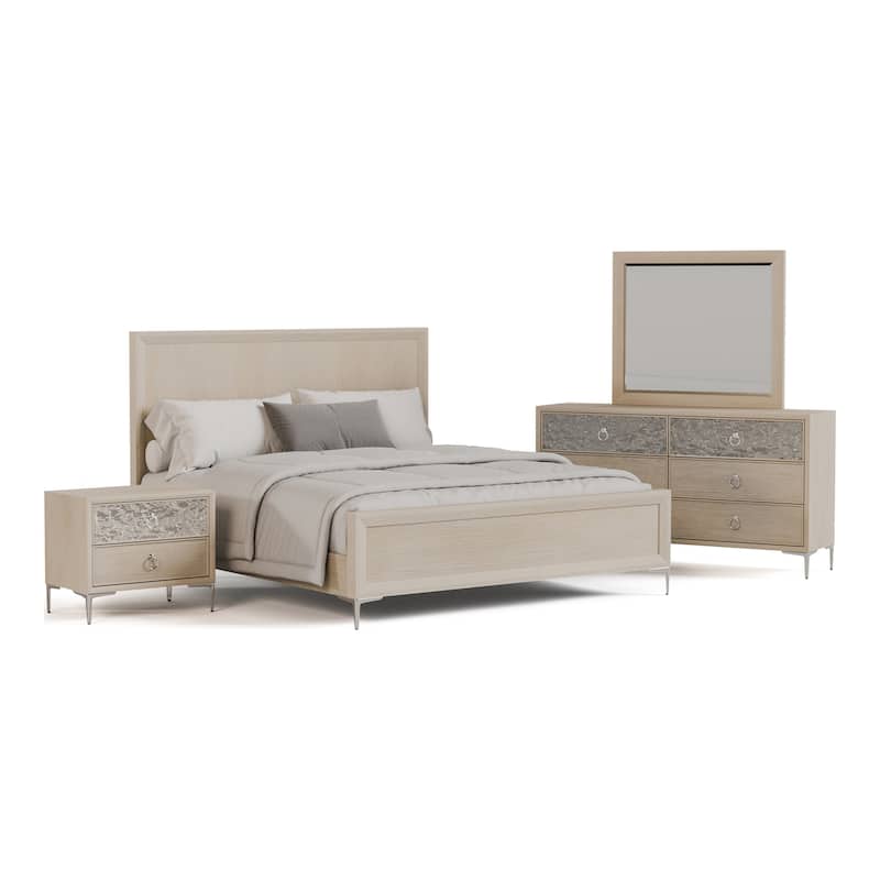 Furniture of America Fable Modern 4-Piece Solid Wood Panel Bedroom Set