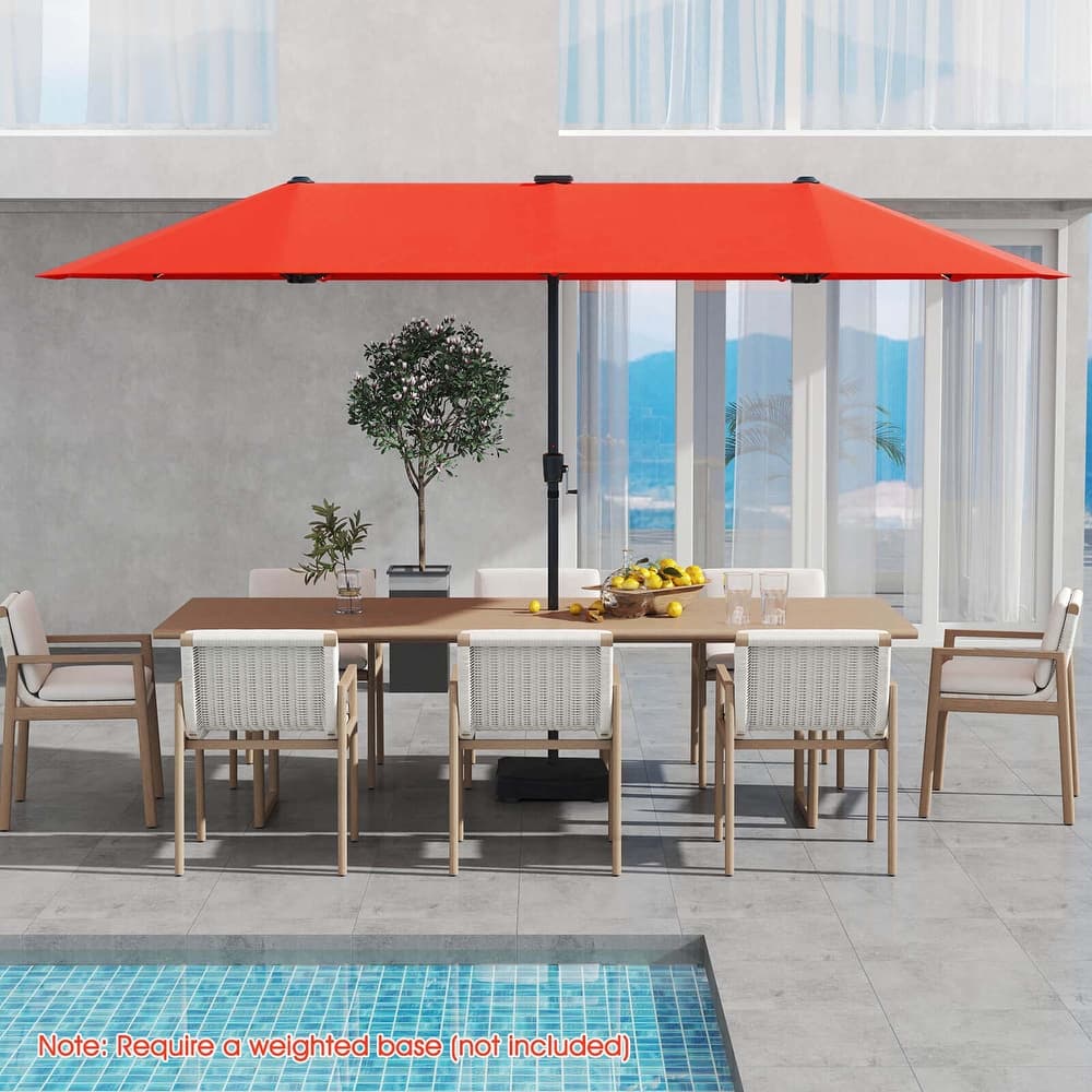Costway 13 FT Large Patio Umbrella with LED Solar Lights Crank Handle