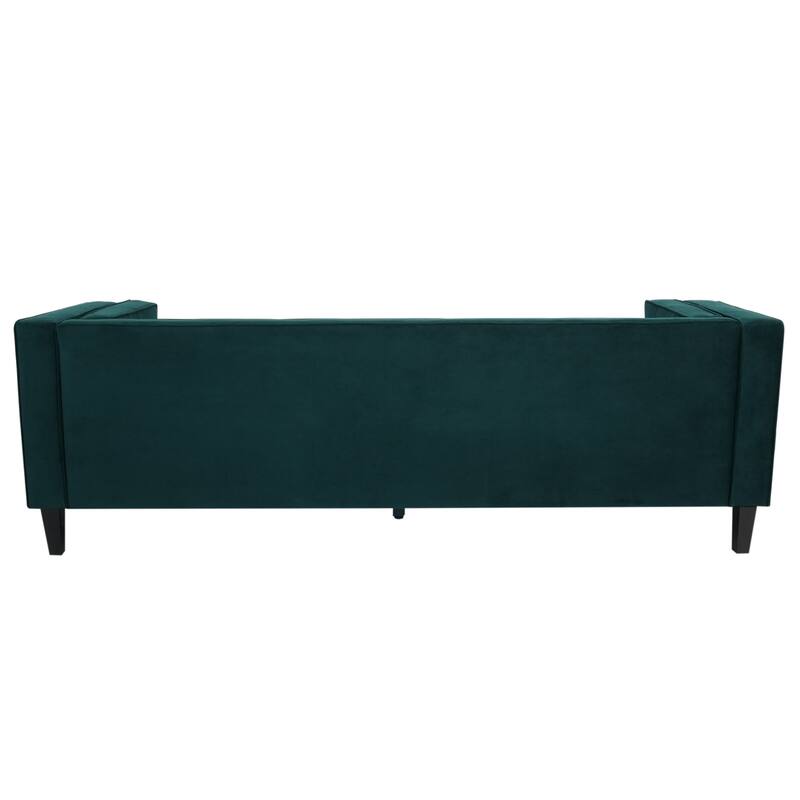 89.75" Velvet 3-seater Button Tufted Sofa with Wood Legs and Kiln-Dried Hardwood Frame for Living Room
