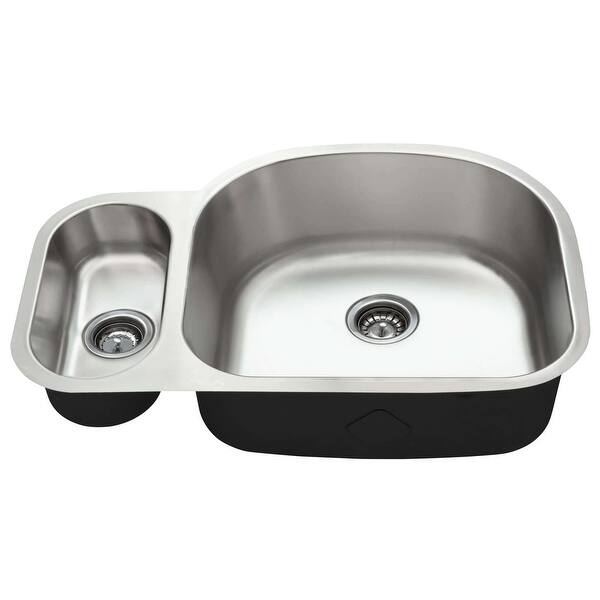 slide 2 of 2, Fine Fixtures Undermount Offset Stainless Steel Double Bowl - 31.5" x 21"