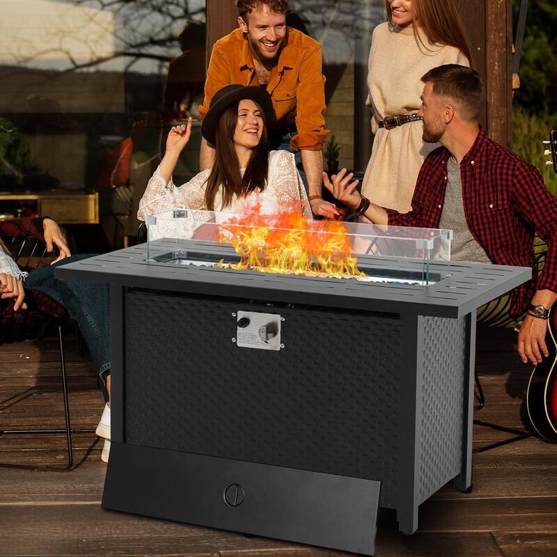 45” Outdoor Propane Fire Pit Table with Adjustable Flame, 50,000 BTU Ideal for Patio and Backyard Gatherings