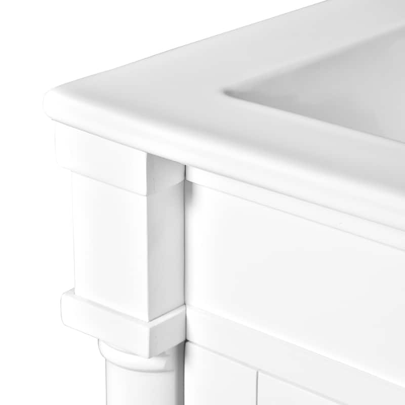 Roomfitters 18" Vanity with Sink, Freestanding Bathroom Cabinet with Door and Shelf, Small Space Storage Unit