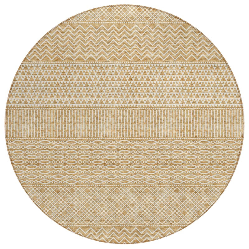 Machine Washable Indoor/ Outdoor Modern Stripes Chantille Rug