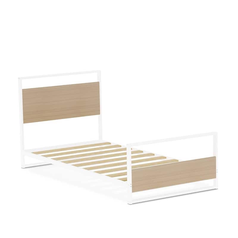 Metal Bed Frame with Legs - Modern Platform Bed - Durable & Stylish - White Finish