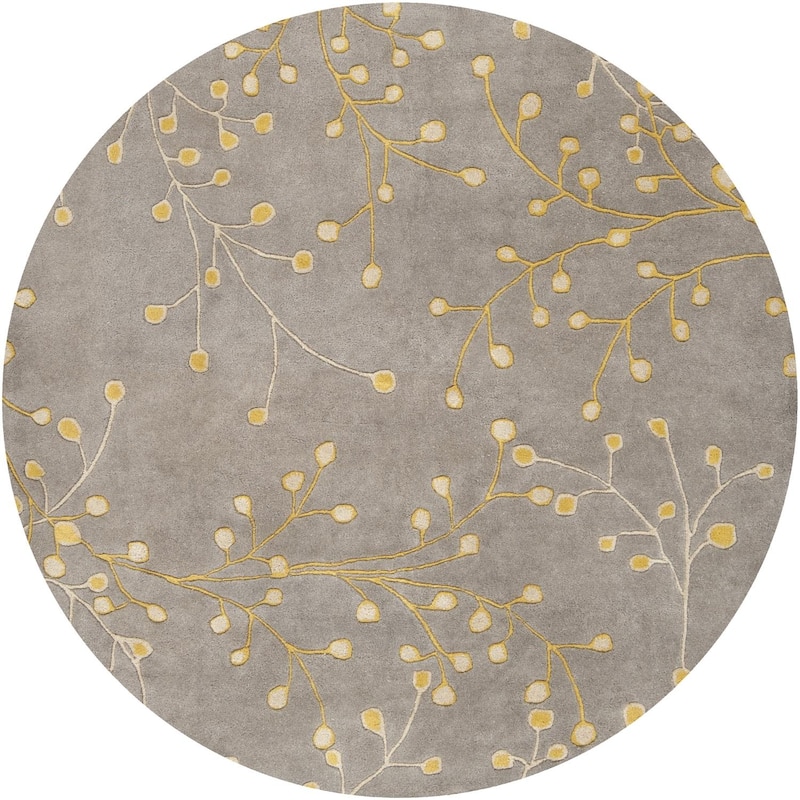 Livabliss Athena French Country Floral & Botanical Hand Tufted Area Rug - 6' x 6' Round - Mustard
