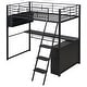 preview thumbnail 26 of 28, Full Size Loft Bed with Desk, LED Shelves, and Storage - Metal Frame with Guardrails and Ladder, Space-Saving Design for Teens