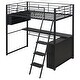 preview thumbnail 11 of 13, Metal Twin Size Loft Bed w/Desk & Stairs, Heavy Duty Loft Bed Frame w/LED Lights, Loft Bed Twin Size w/Storage Shelves for Kids