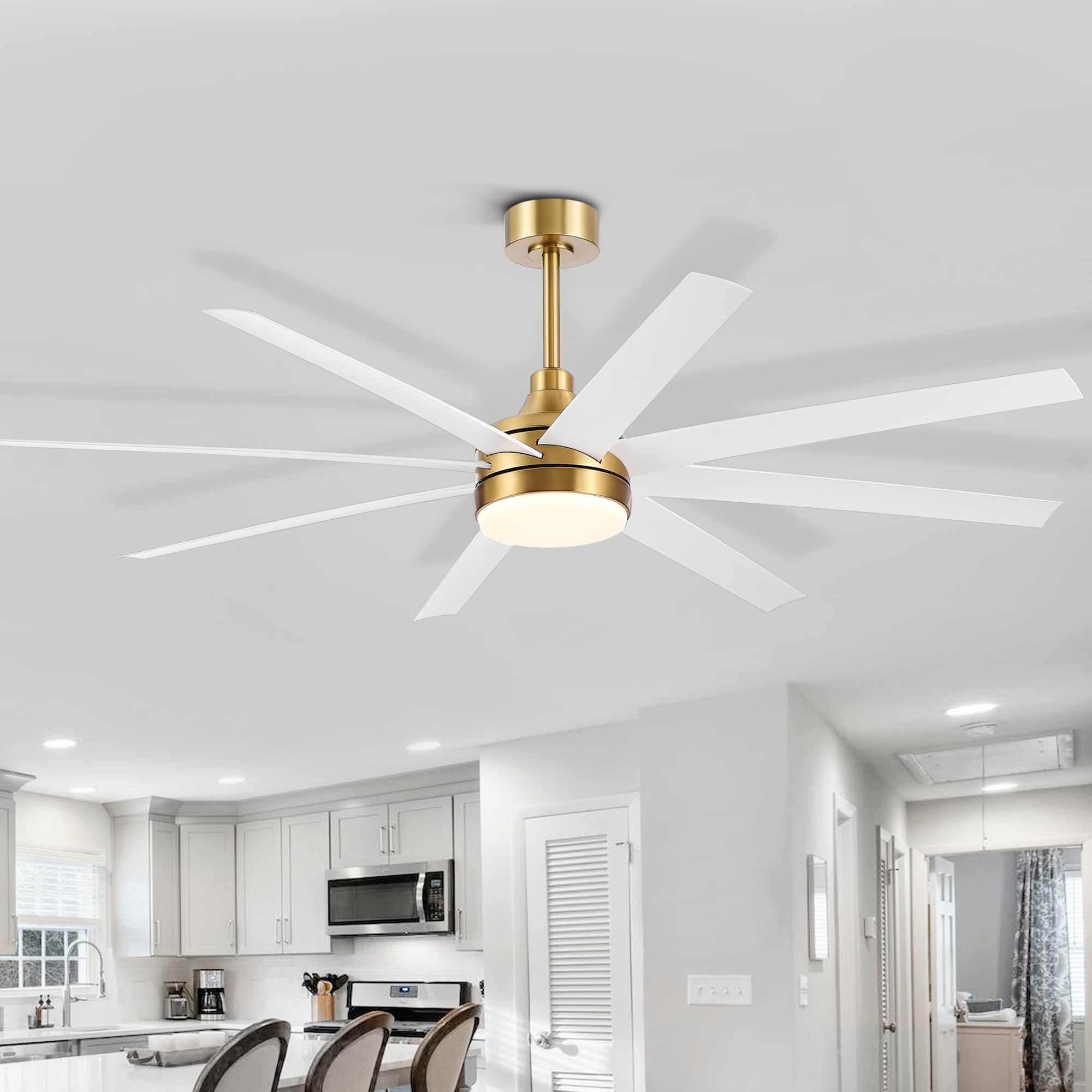 65-in Gold Indoor Ceiling Fan with Light Remote (8-Blade)