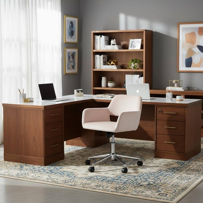 Homylin Modern Velvet Upholstered Task Chair with 360 Degree Swivel