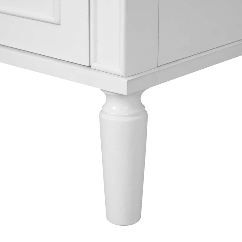 30" Freestanding Single Sink Storage Cabinet Bathroom Vanity with Gold Handles, Groove Decoration and Overflow Drain Protectio