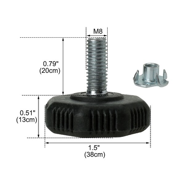 20 Pcs M8 x 13mm Adjustable Screw on Furniture Glide Leveling Feet Leg 