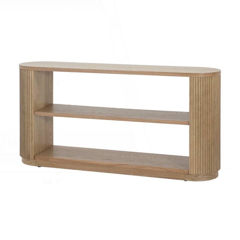 Versatile Slim Console Table with Open Shelf and Stylish Wood Grain for Living Room