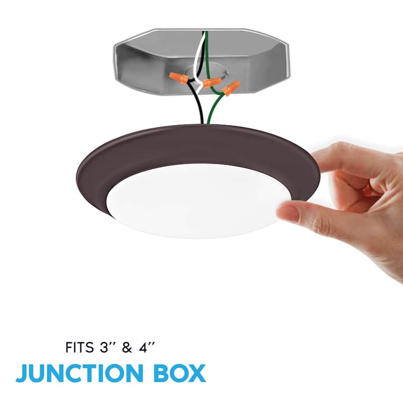 Luxrite 6 Inch LED Disk Lights, Dimmable, 5CCT 2700K-5000K, 12.5W, 1000LM, Damp Rated, Bronze - 5 Color Temperature Selectable