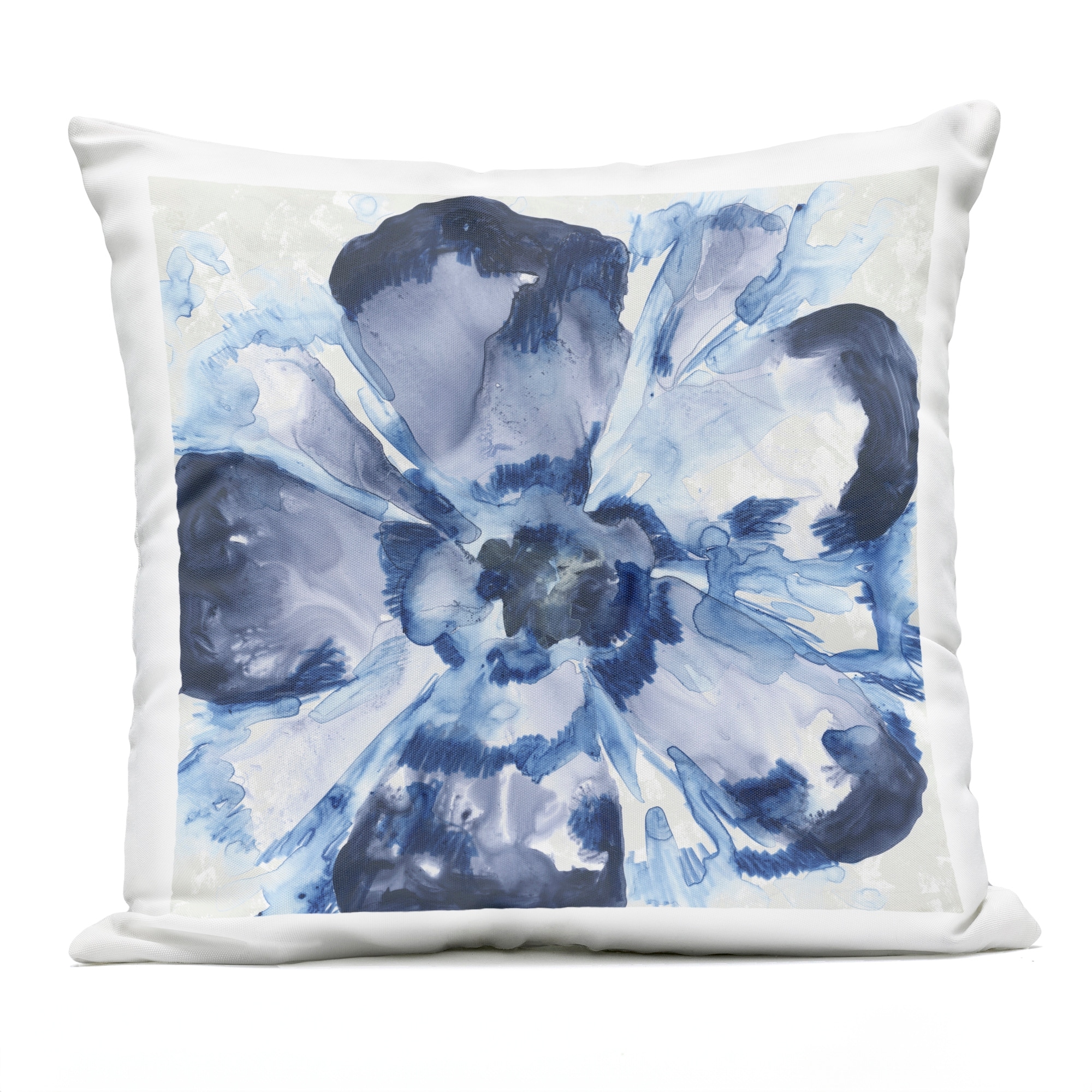 Stupell Blue Glass Flower Printed Outdoor Throw Pillow Design by June Erica Vess