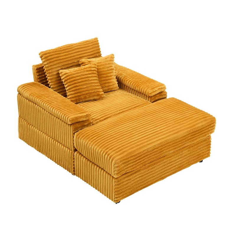 Corduroy Single Sofa+Ottoman, Cup Seats and No Cup Seats