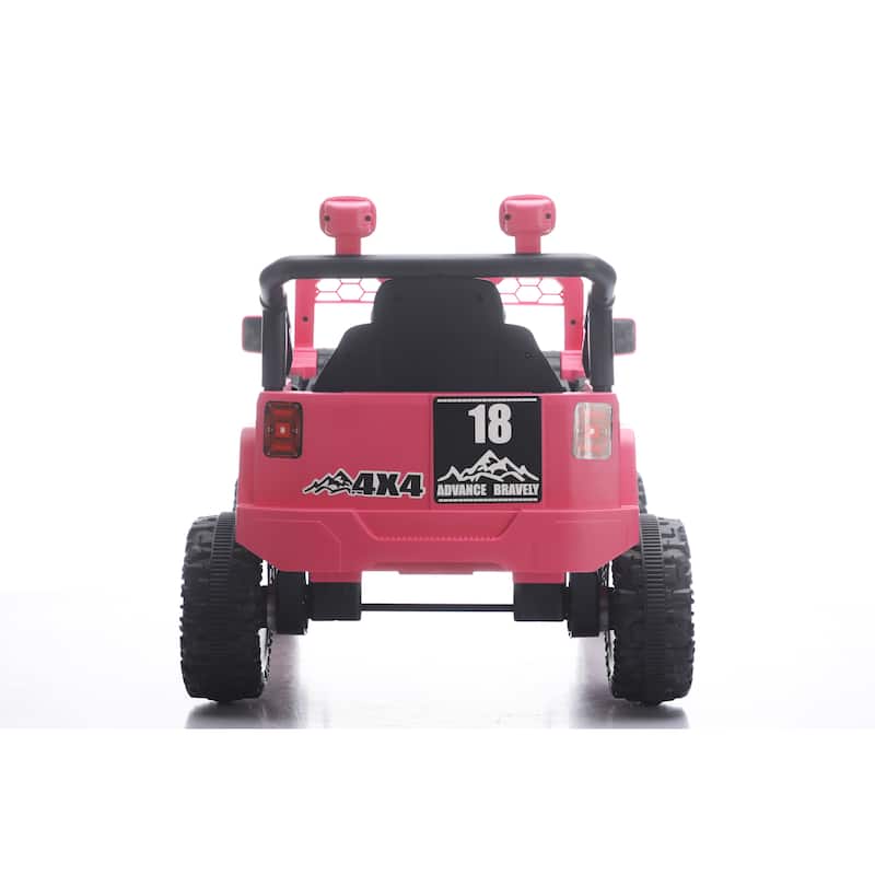 12V Kids Electric Off-Road Car with Remote Control, Pink Ride on Car Battery Powered Electric Car with LED Lights
