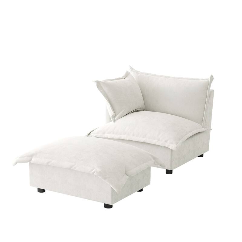 Modern Cloud Chaise Longue Accent Chair with Ottoman set
