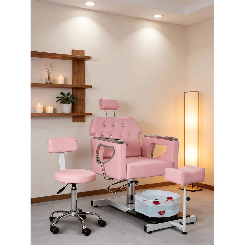 Pedicure Chair with Foot Spa Stool with Adjustable Pedicure Stand