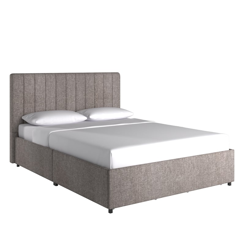 Arlert Grey Linen 4-drawer Storage Platform Bed by iNSPIRE Q Modern - Full