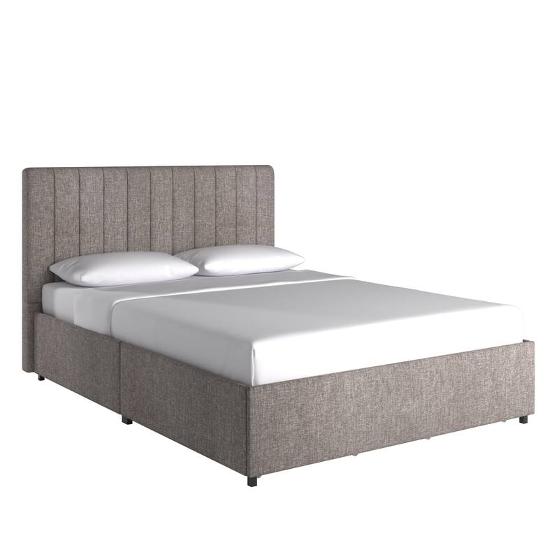 Arlert Grey Linen 4-drawer Storage Platform Bed by iNSPIRE Q Modern