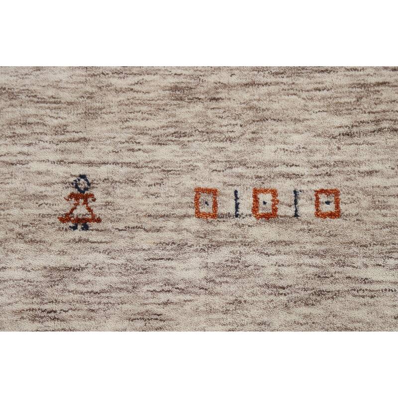 Hand Knotted Oriental 100% Wool Carpet Tribal Stripe Beige & Ivories Gabbeh Area Rug - 5' 9'' X 3' 9''