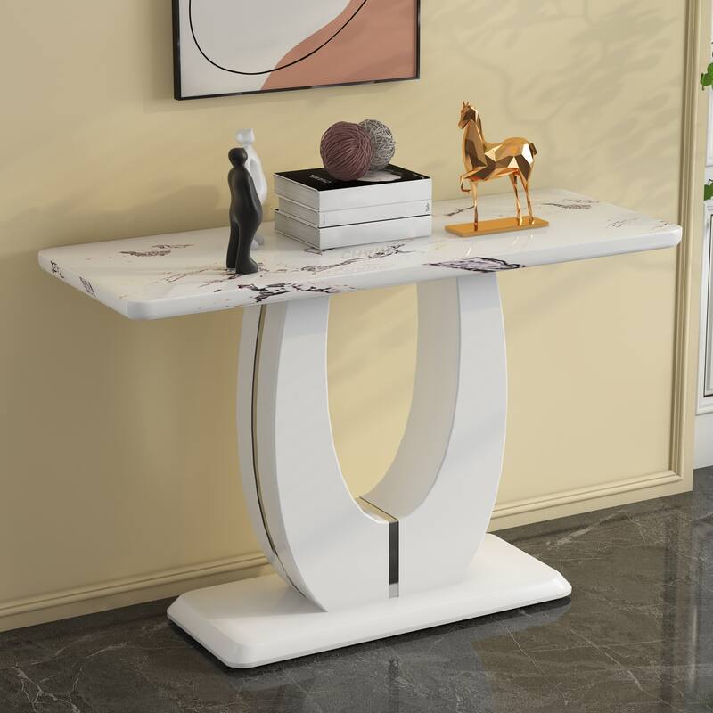 Modern Simple Glossy White Rectangular Counter Bar Table