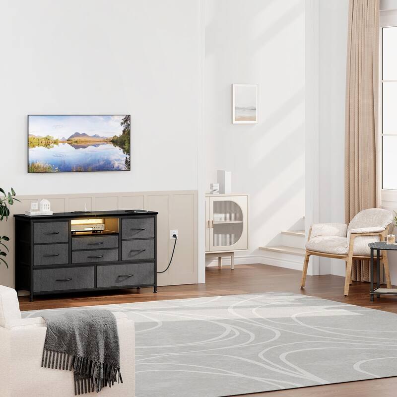 Dresser TV Stand with Power Outlet & Led for 55'' TV - 55 inches