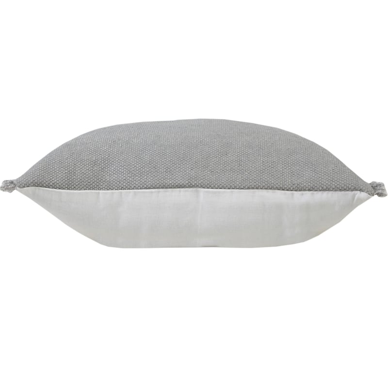 Sevita Light Gray Solid Stonewash Throw Pillow with Fringe