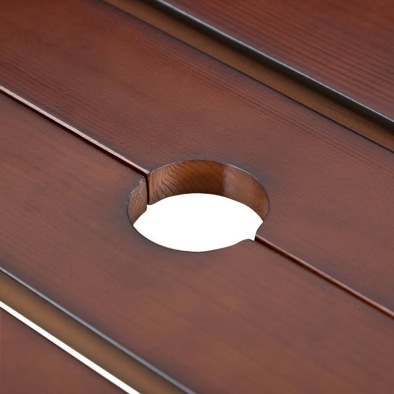 Anmytek 8 Person Round Picnic Table with Benches Solid Wood Outdoor Patio Garden Backyard Set