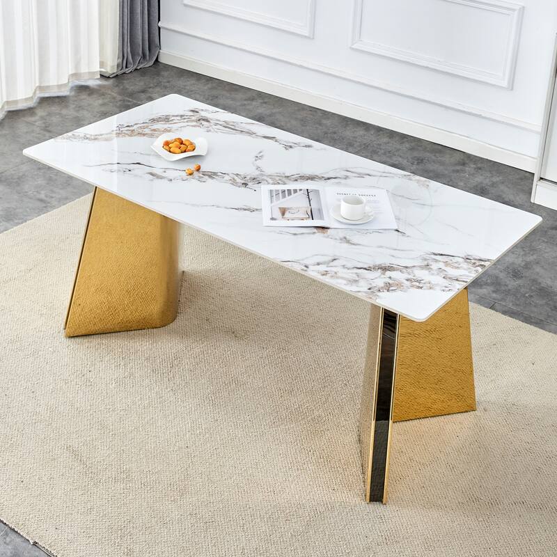 Dining Room Dining Table with Stainless Steel Butterfly Legs Office Table Accent Table Computer Table