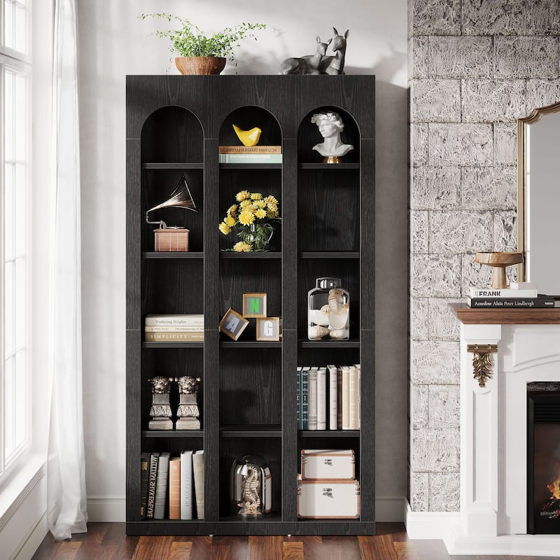 5-Tier Arched Bookshelf, 70.87-Inch Tall Bookcase for Home Office, Living Room - 39.37" W x 11.81" D x 70.87" H