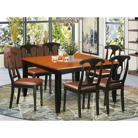 Solid Wood 7-piece Dining Room Table Set - Rectangular Table- Kitchen Chair- Black and Cherry Finish(Seat's Type Options)