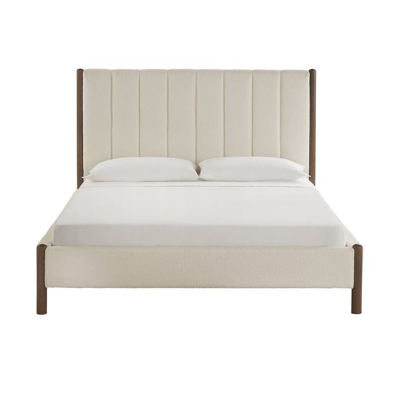Eldra Cream Boucle Upholstered Platform Bed by iNSPIRE Q Modern