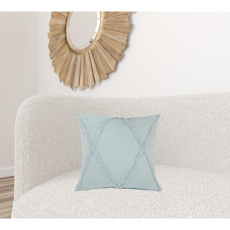 HomeRoots 18" X 18" Palladian Blue 100% Cotton Zippered Pillow