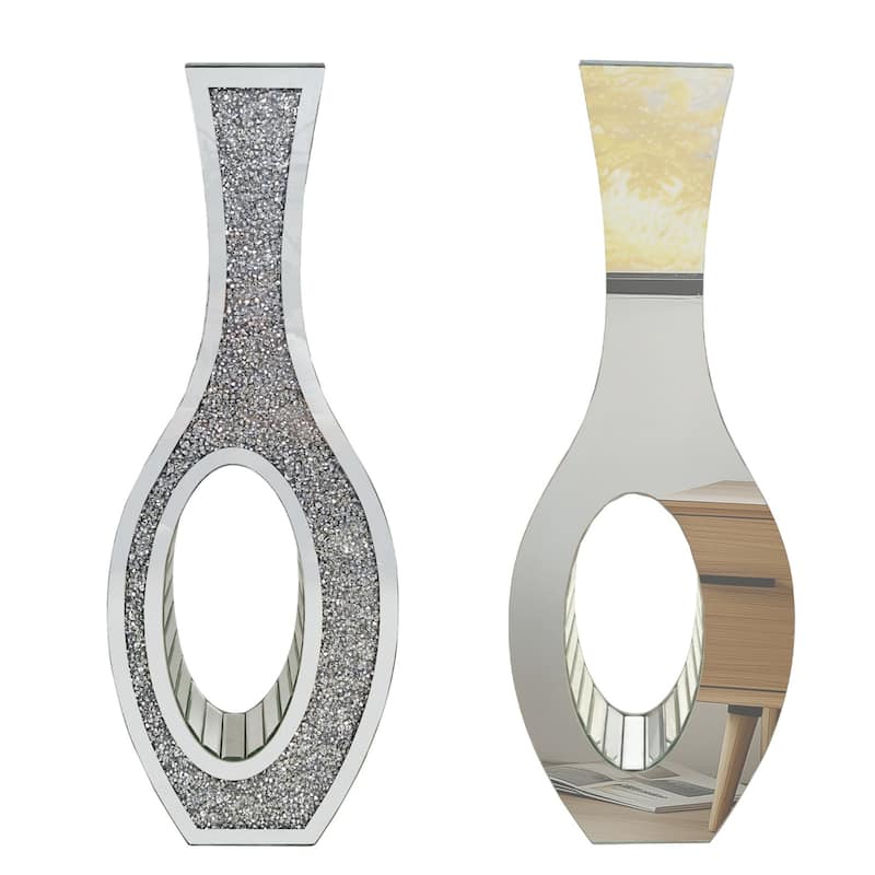 Tall Silver Mirrored Vase Decorative Crush Diamond Floor Vase Large Flower Grass Vase