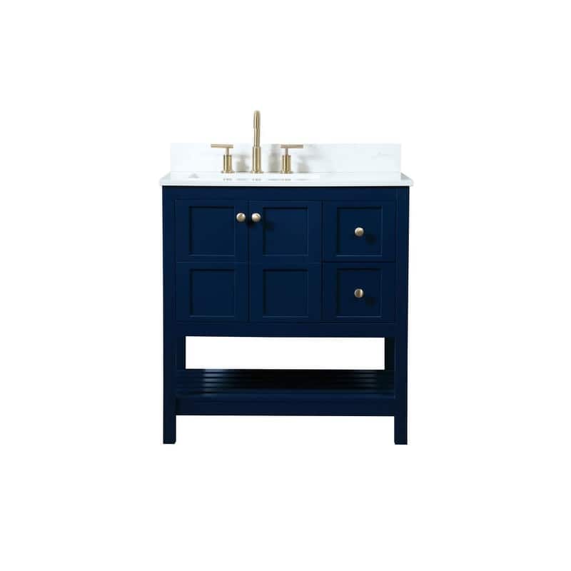 Elegant Lighting VF16432-BS Theo 32" Free Standing Single Basin Vanity - Blue - Colored