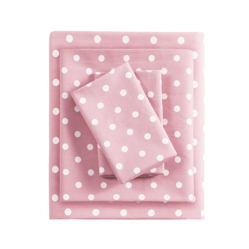 Intelligent Design Polka Dot Printed 100% Cotton Sheet Set