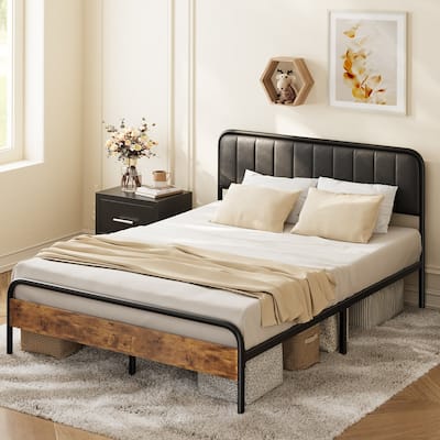 Full Queen Bed Frame with Adjustable Headboard Upholstered bed
