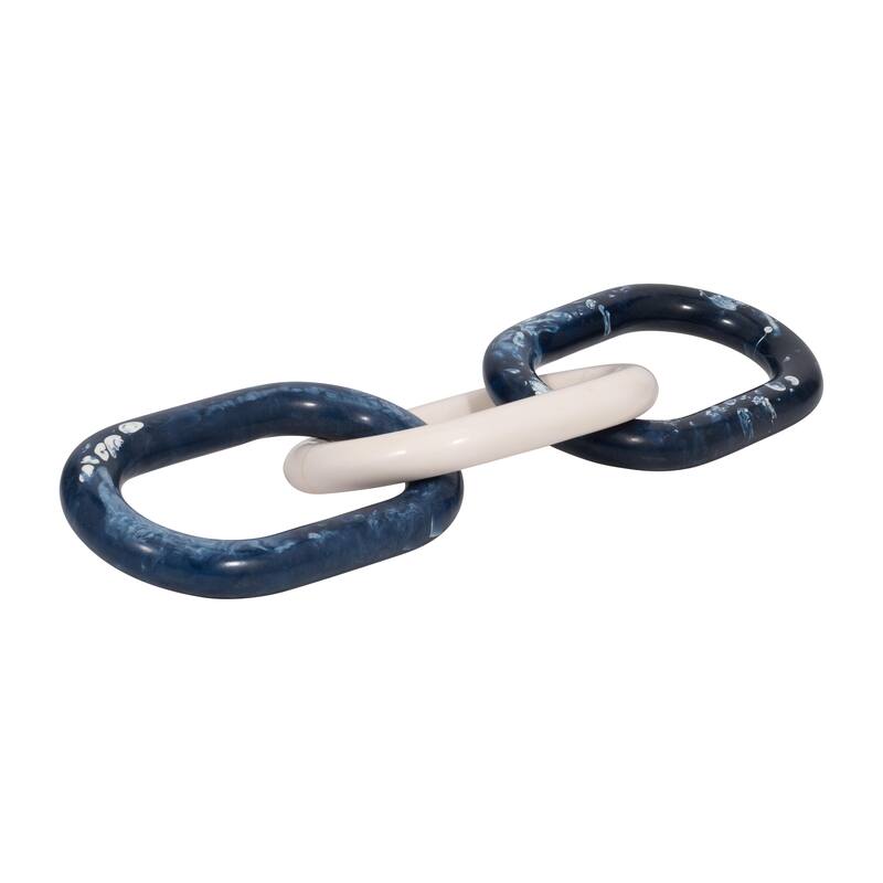 Sagebrook Home 21" Desta Blue Resin Link Chain, 3"H - 21" x 6" x 3"