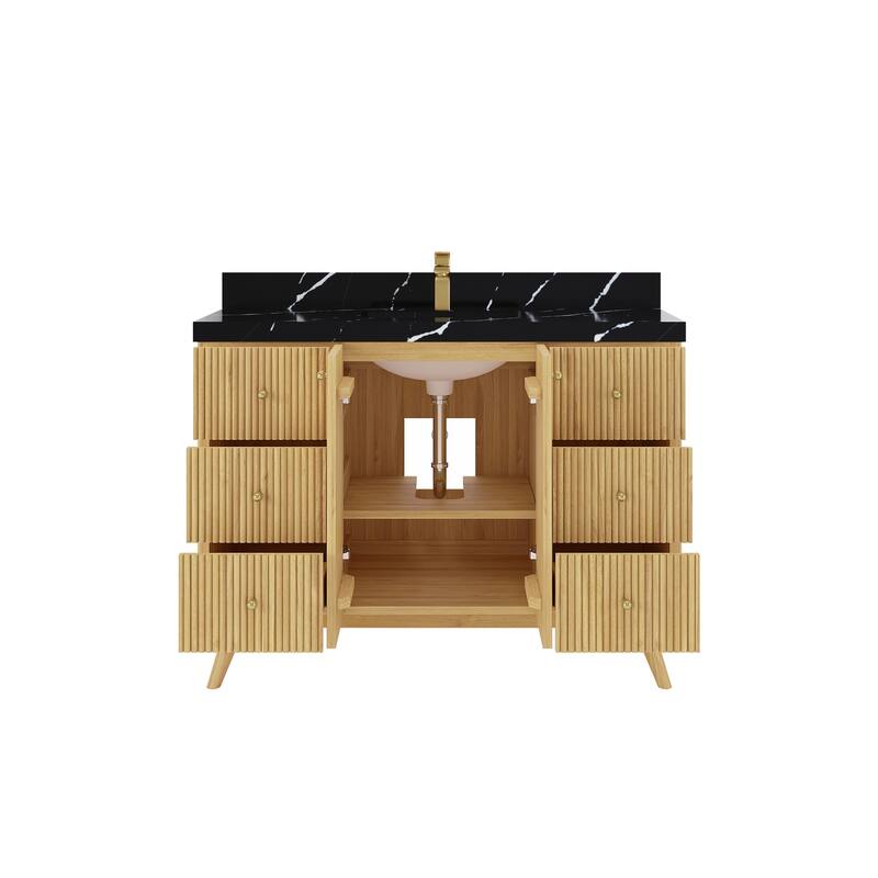 Willow Collections 48 in. W x 22 in. D Pasadena Solid Teak Single Sink Bathroom Vanity with Countertop