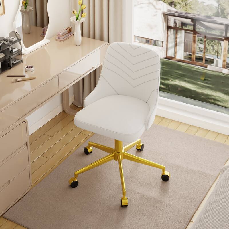 Javlergo Velvet Desk Chair with Height Adjustable Gold Base Swivel Office Chair for Office Living Room Bedroom Make Up