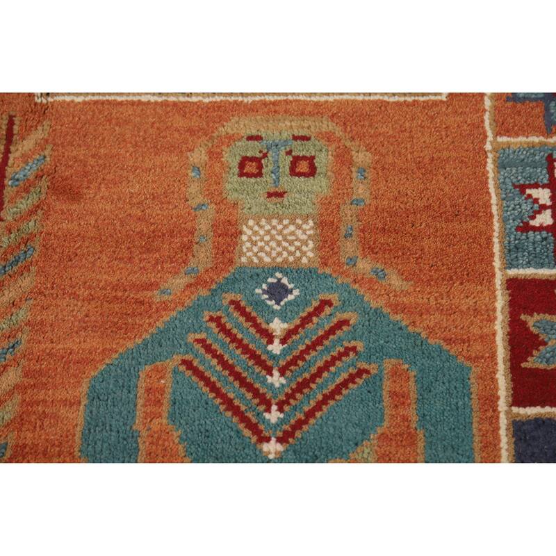 Hand Knotted Oriental 100% Wool Carpet Traditional Tribal Oranges & Rust Heriz (serapi) Runner Rug - 10' 3'' X 4' 0''
