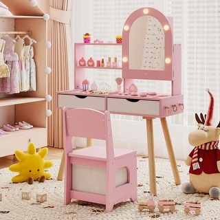 Wooden Princess Makeup Dressing Desk anity Table and Chair Set