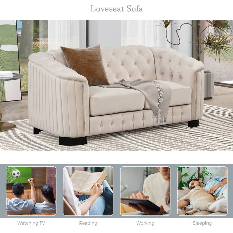 64.3" Velvet 2-Seat Sofa with Wood Frame & Ergonomic Backrest
