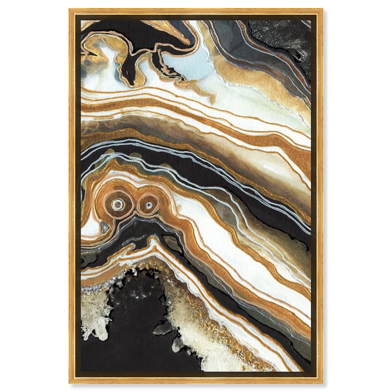 Art Remedy Black And Gold Ii Framed Mineral, Agate & Geode 1 Piece Canvas Wall Art - 17 x 25 - Gold