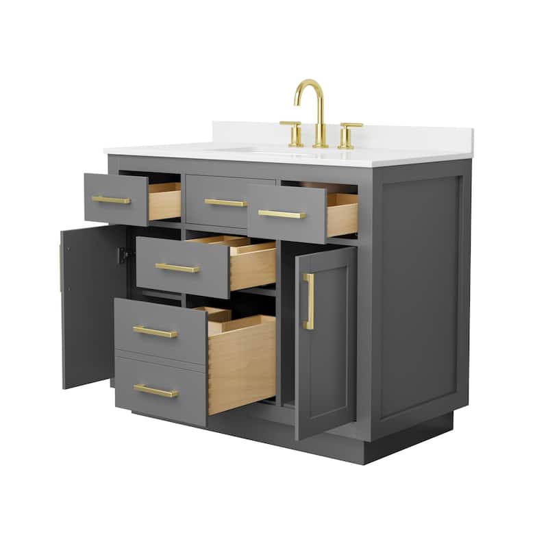 Beckett TK 42-inch Single Vanity, 3 Hole Quartz Top