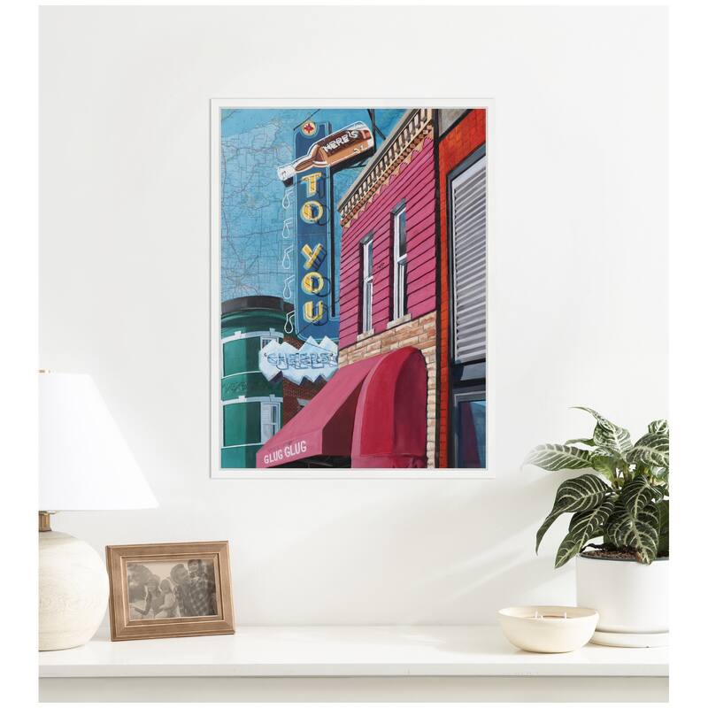 Kate and Laurel Heres to You by Krista V. Allenstein Framed Canvas Wall Art Print