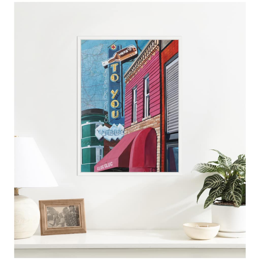 Kate and Laurel Heres to You by Krista V. Allenstein Framed Canvas Wall Art Print